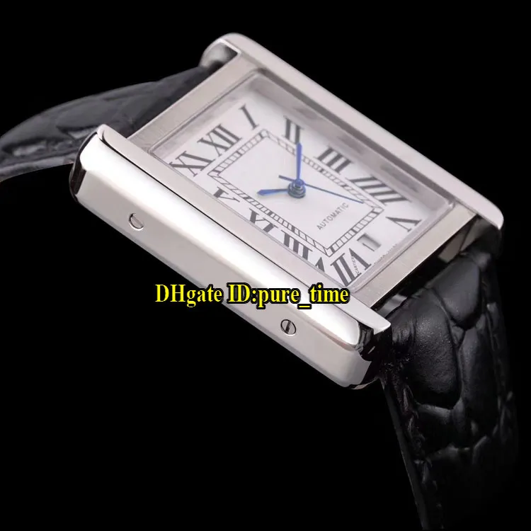 8 Estilo 31mm SOLO W5200027 Data White Dial Automatic Mens Watch Silver Case Black Leather Strap Alta Qualidade Barato Novos Gents Wrist279Q