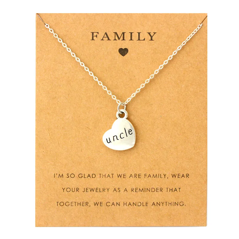 Aunt Sister Uncle Pendants Chain Necklaces Grandma Grandpa Family Mom Daughter Dad Father Brother Son Fashion Jewelry Love Gift2425