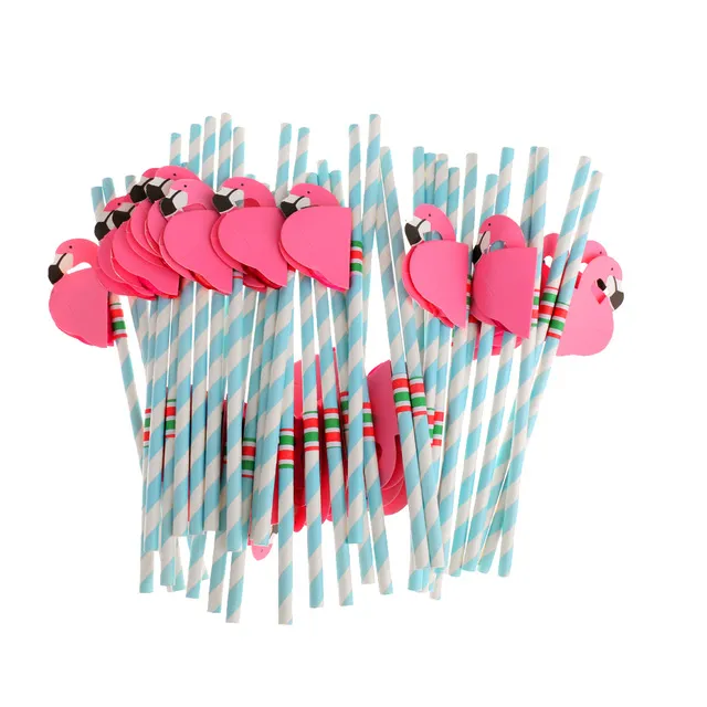 Nieuw Ontwerp 25 stks Flamingo Gestreepte Rietjes Luau Strand Tropische Party Barbenodigdheden Gunst Xman Cocktail Bruiloft Feestartikelen Decor Gift A191R