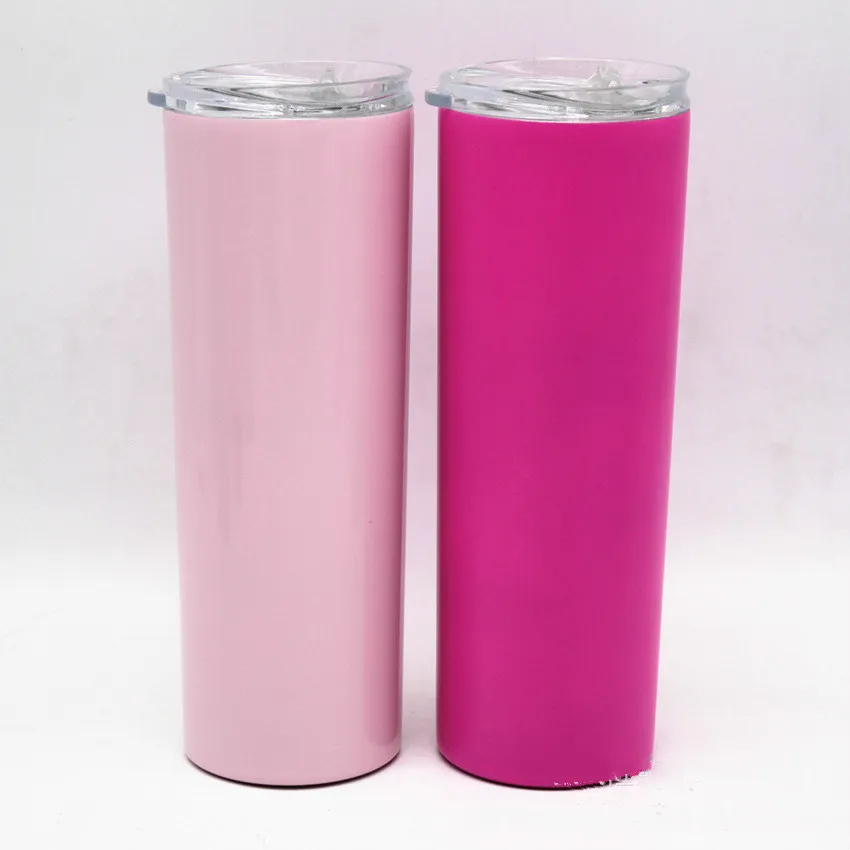 20oz Skinny Tumbler solid color double walled Stainless Steel sippy cup Vacuum Insulated straight tumbler312g