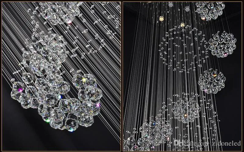 Modern Chandelier Rain Drop Large Crystal Light Fixture med 11 Crystal Sphere Takljusarmatur 13 GU10 Flush Tak trappa L321Q