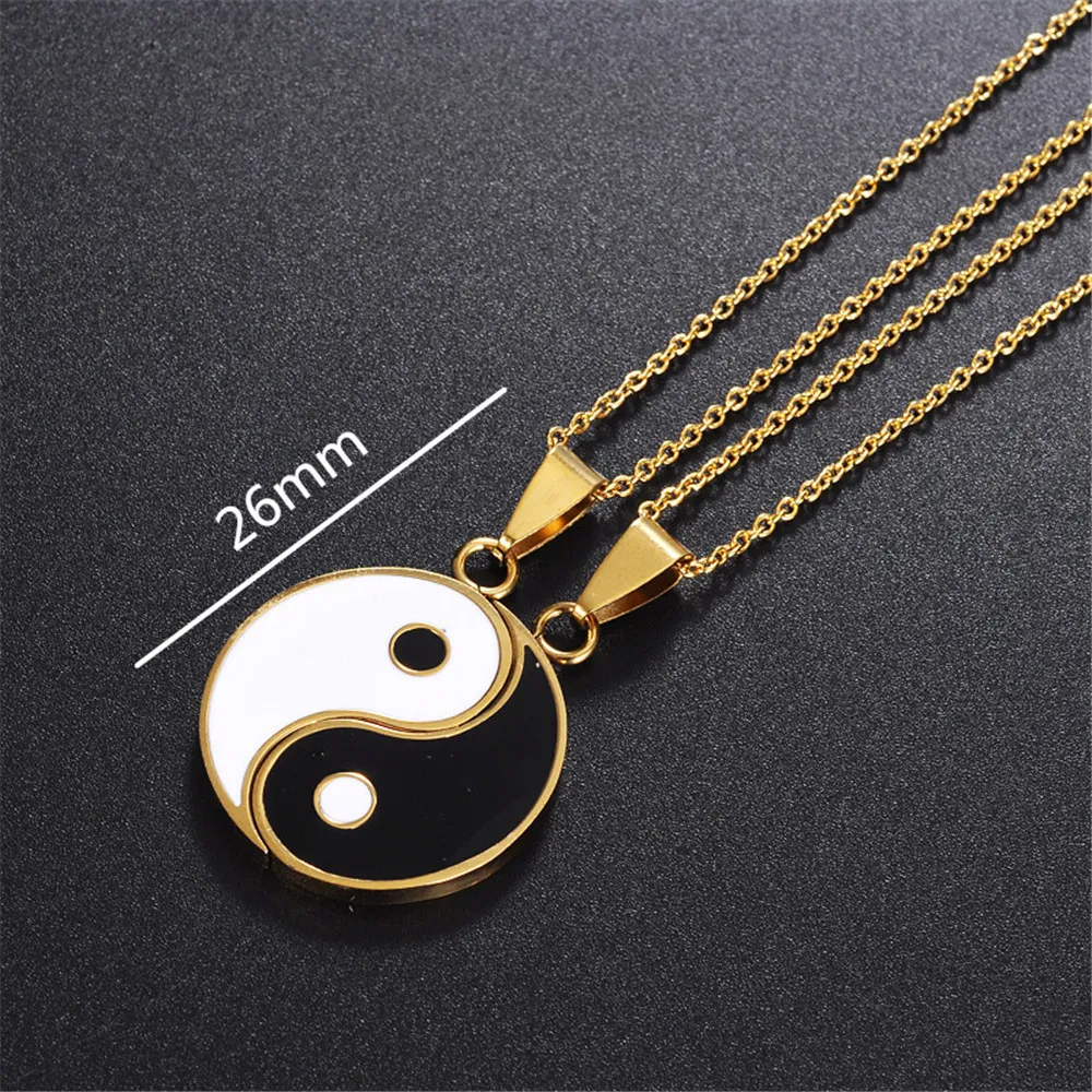 Matching Stainless Steel Yin Yang Pendant Puzzle Piece Necklace Birthday Jewlery Gifts for Couple or Friends BFF1272F