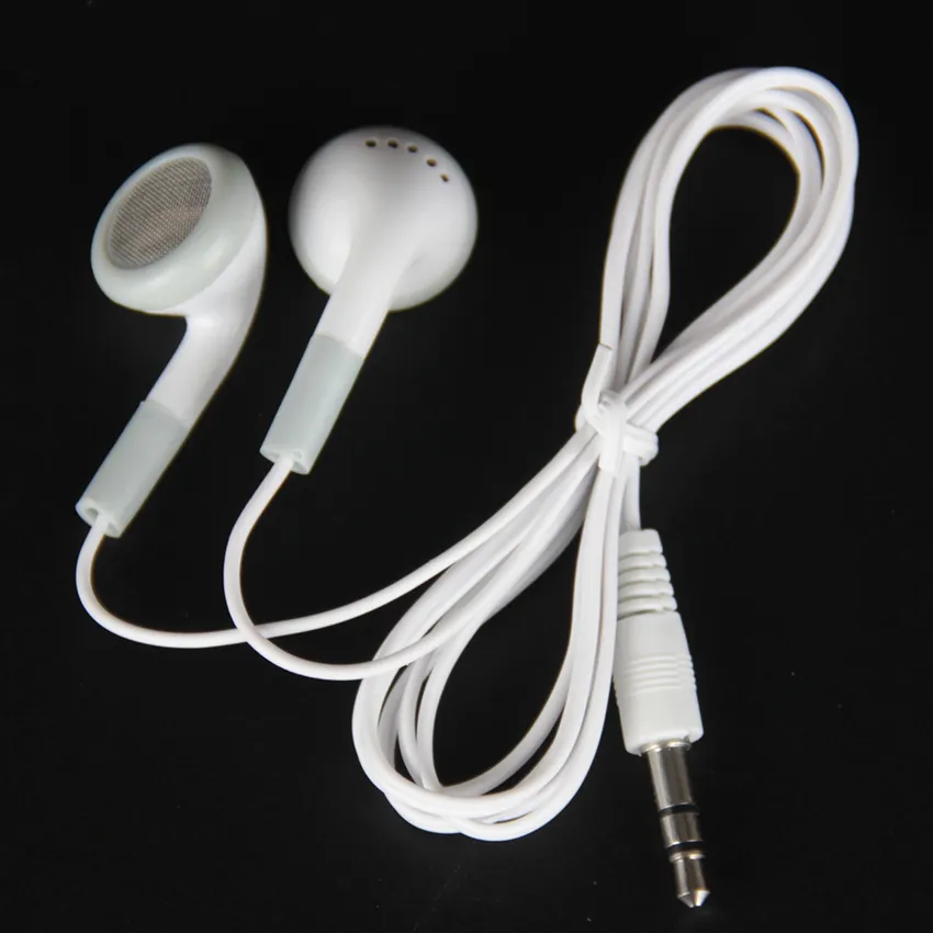 Белые самые дешевые одноразовые no mic 3,5 мм стерео наушники для MP3 MP4 Мобильный сотовый телефон.
