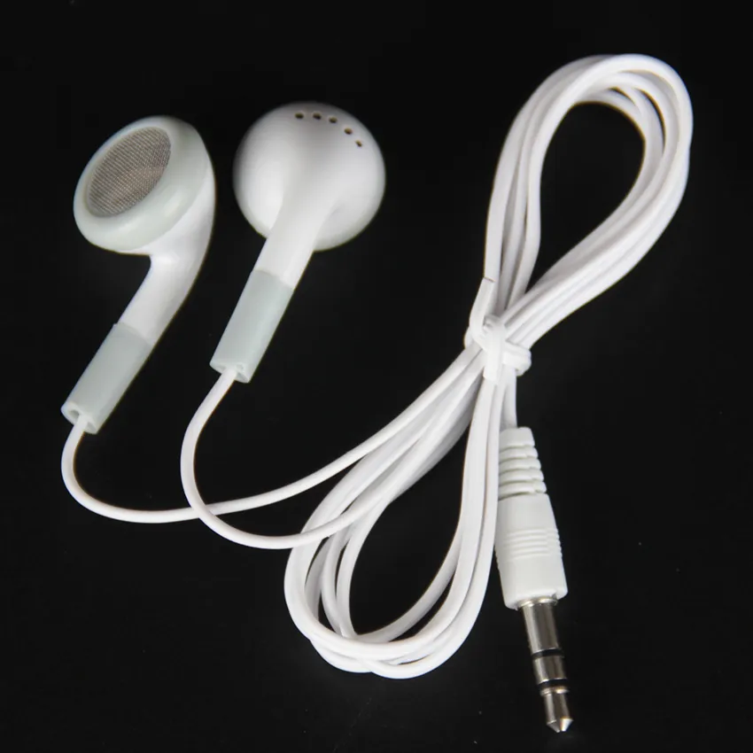 Witte Goedkoopste Wegwerp Geen Microfoon 3.5mm Stereo Hoofdtelefoon voor MP3 MP4 Mobiele Mobiele Telefoon Headset Goedkope Oordopjes