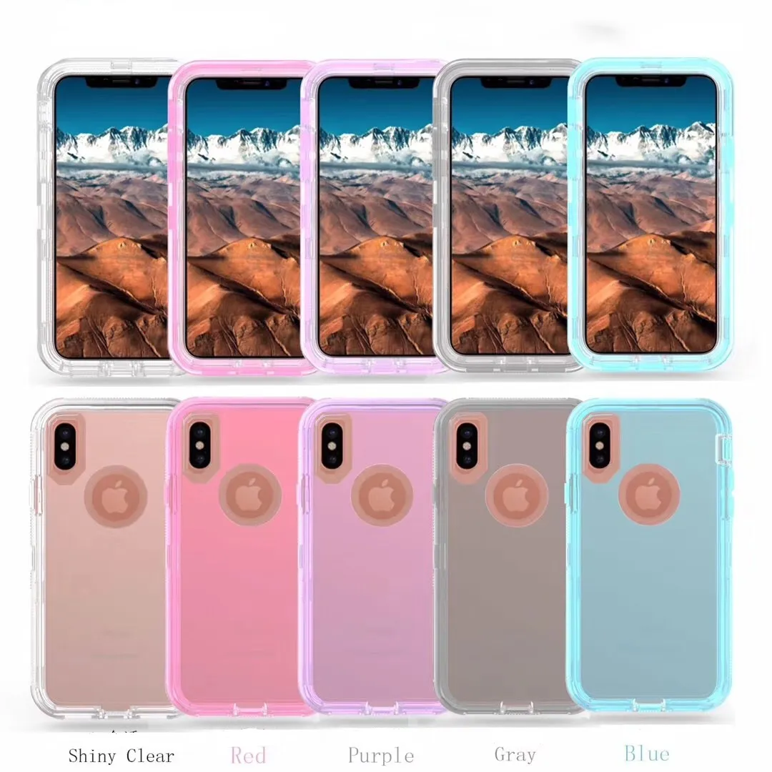 For Iphone 12 Mini 11 Pro X XR XS MAX 8 7 6s Plus Transparent Robot Cases 3in1 Phone Case Cover Without Clip