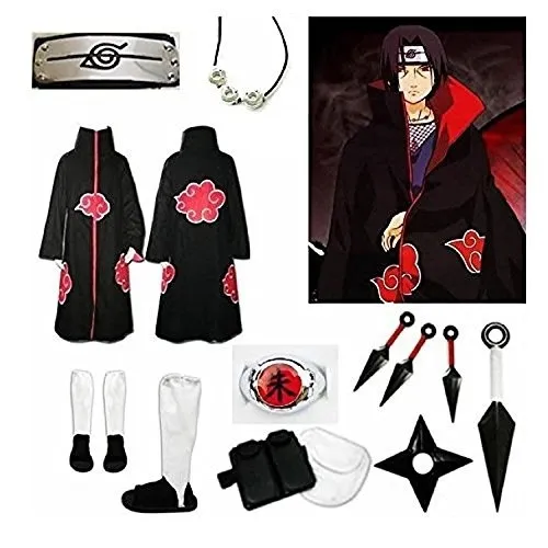 Anime Naruto Uchiha Itachi Costume Cosplay Set Completo306Z