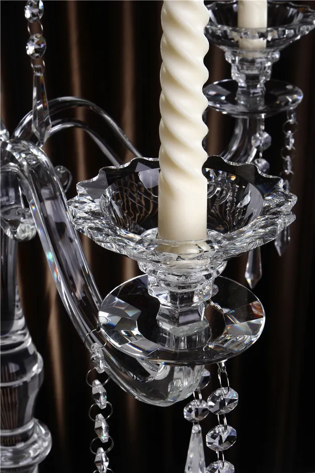 Suporte de vela de cristal feito à mão com 5 braços, peças centrais de candelabros de fabricação 2023