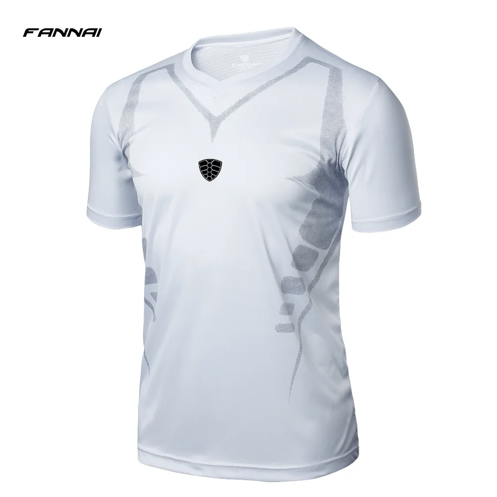 Hoge Kwaliteit Korte Mouw Sport Shirt Mannen Sneldrogende Heren Lopen T-shirts Gym Kleding Fitness Top Mens Rashgard Soccer Jerse Y1890402