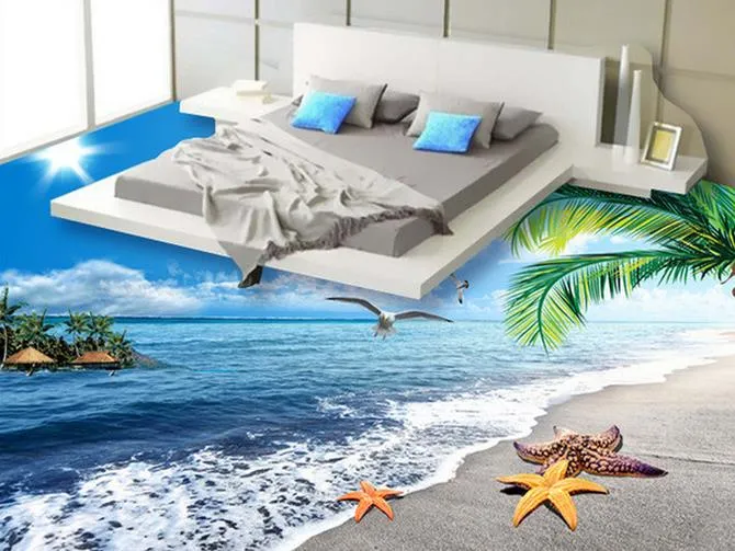 Moderne Bodenmalerei 3d SeelaScape Strand Fußböden Malmalerei Mural-3d Pvc Tapete Selbstkleber Boden Tapete-3d249n