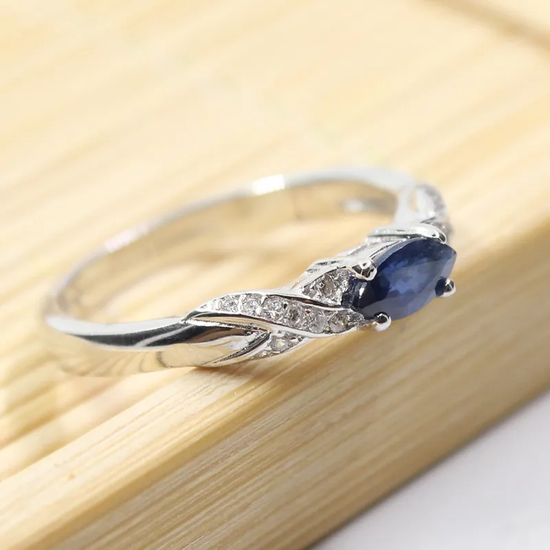 натуральное сапфировое кольцо 3 мм 6 мм сапфировое драгоценное камень Серебряное кольцо твердое кольцо 925 Серебряные сапфировые украшения319A