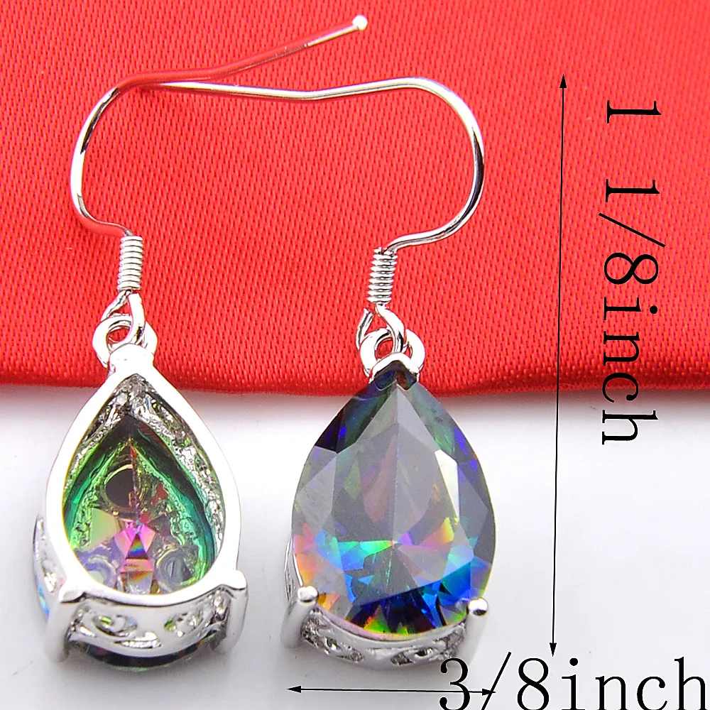 Luckyshine Fashion Water Drop Blue Topaz 925 Silver Plated Earrings Russia American Australia Earrings Jewelry Shippi232t