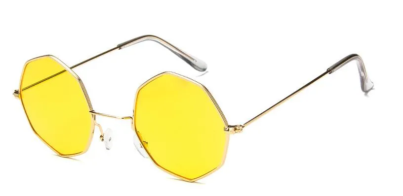 Nouveau polygone lunettes de soleil femmes hommes marque concepteur Vintage lunettes de soleil or clair lunettes de soleil Sexy lunettes de couple petites nuances