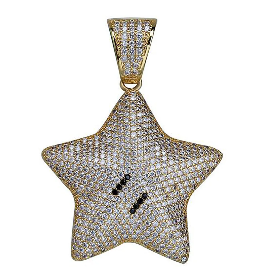 Männer Frauen 3D Super Star Bling Bling Anhänger Micro Pave Iced Out Zirkonia Anhänger Halskette Hip Hop Schmuck mit Geschenk box203g