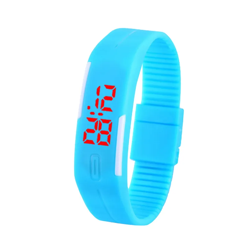 Digital LED montres hommes enfants Bracelet horloge sportive en plein air Regard pour dames relogio silicone 13 couleurs wristwatch276k