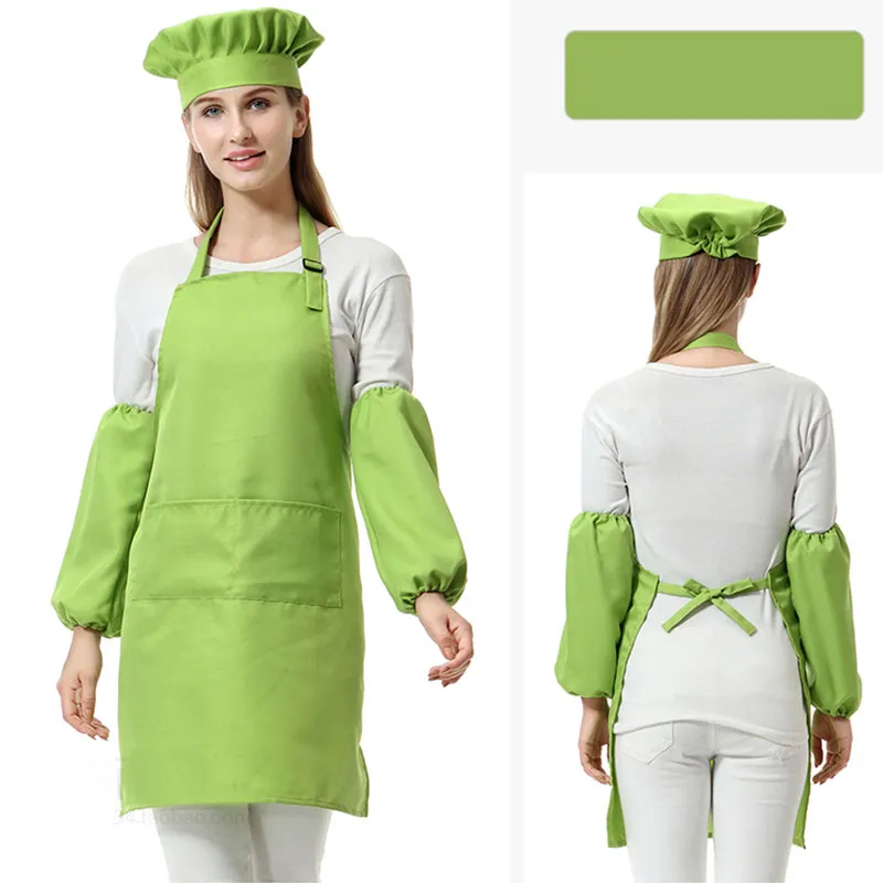 set unisexe polyester adulte taille de cuisine tabliers adultes avec mancheschapeaux de chef pour la peinture cuisson cuisson 12 couleurs DHL9632268