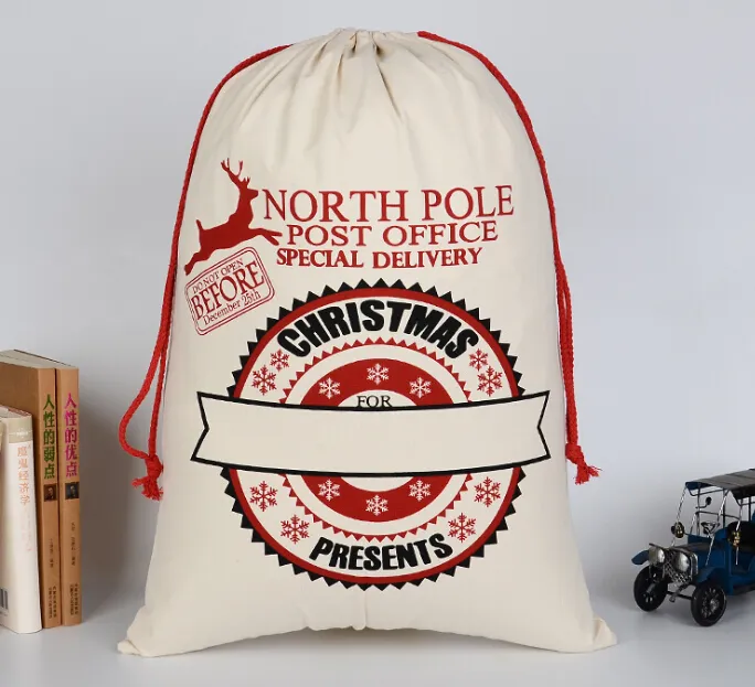 Sacos de presente de natal ano novo saco de doces de natal papai noel cordão lona saco talheres rústico vintage stockings2566