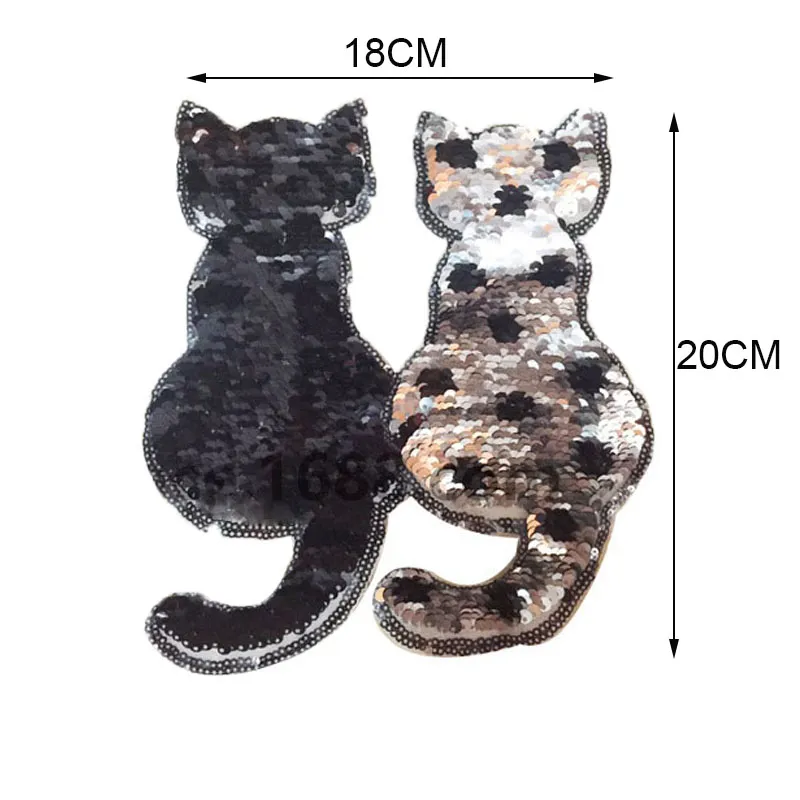 Niedliche Katze Reversible Pailletten Patches Applique Zwei Farbe für 