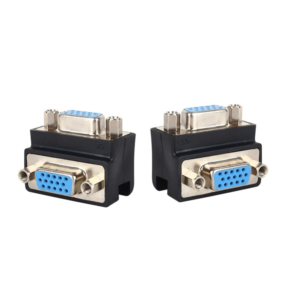 90 Degree Right Angle 15 Pin VGA SVGA Female to Female Converter Angle Adapter Extender Adapter for Cord Monitor Connector