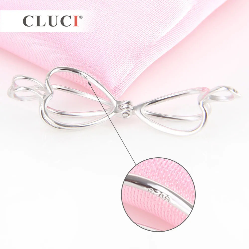 Cluci Heart Cage Pendant 925 Sterling Silver Pearl Pendant 3st Beads Holder Accessories for Women Authentic Silver Jewelry S1810335a