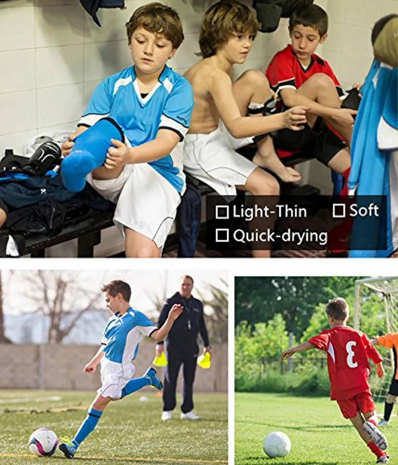 Kids Long piłka nożna drużyna sportowa Tube Compressionpressionts Kolan High Football Socks Redel Botel for unisex młodzież 7-13 lat