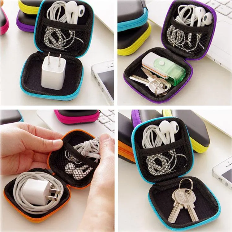 Mini-Kopfhörerhülle mit Reißverschluss, PU-Leder, Kopfhörer-Aufbewahrungstasche, schützender USB-Kabel-Organizer, tragbare Ohrhörer-Tasche box315r