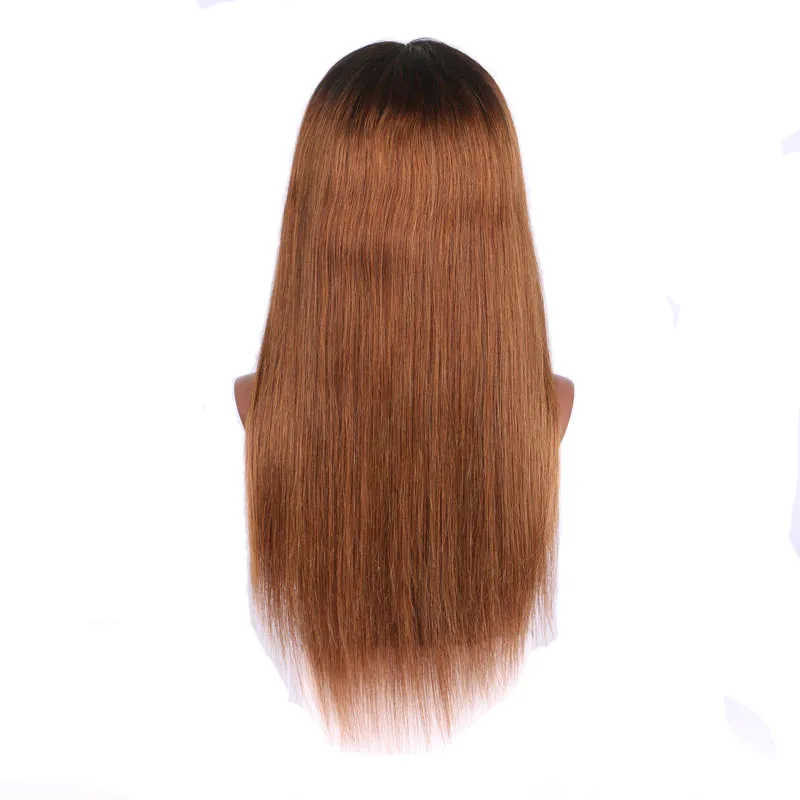 Brazilian Ombre Straight Full Lace Human Hair Wigs With Baby Hair 150 Density 1B/27 Blonde Pre Plucked Glueless 360 Full Lace Wig