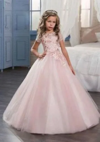 Flower Girls Dresses For Weddings Tulle Floor Length Little Girl Bridal Wedding Party Dresses First Communion Dresses