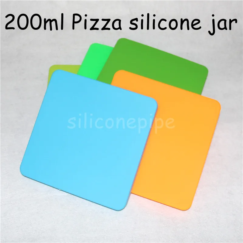 Flat shape bho box concentrate silicone container 200ml for dab pizza box shaped wax container Square big personized vacuum sealable