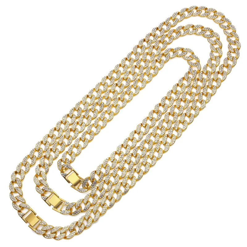 Mens Iced Out Chains Halsband Fashion Hip Hop Jewelry Rose Gold Silver Miami Cuban Link Chain Necklace224V