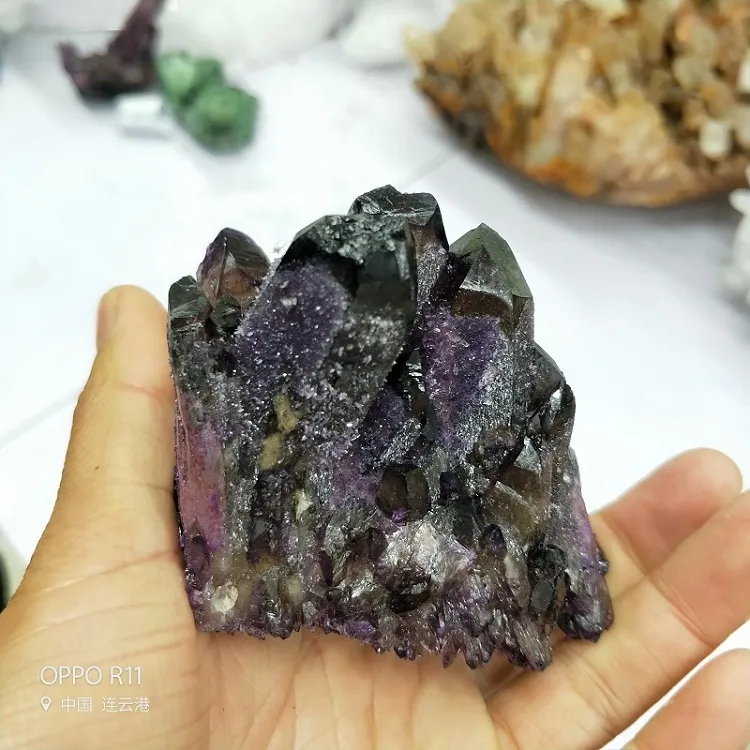 150-200g natural dark purple Amethyst Quartz Crystal drusy Cluster healing Uruguay rock specimen for birthday gift