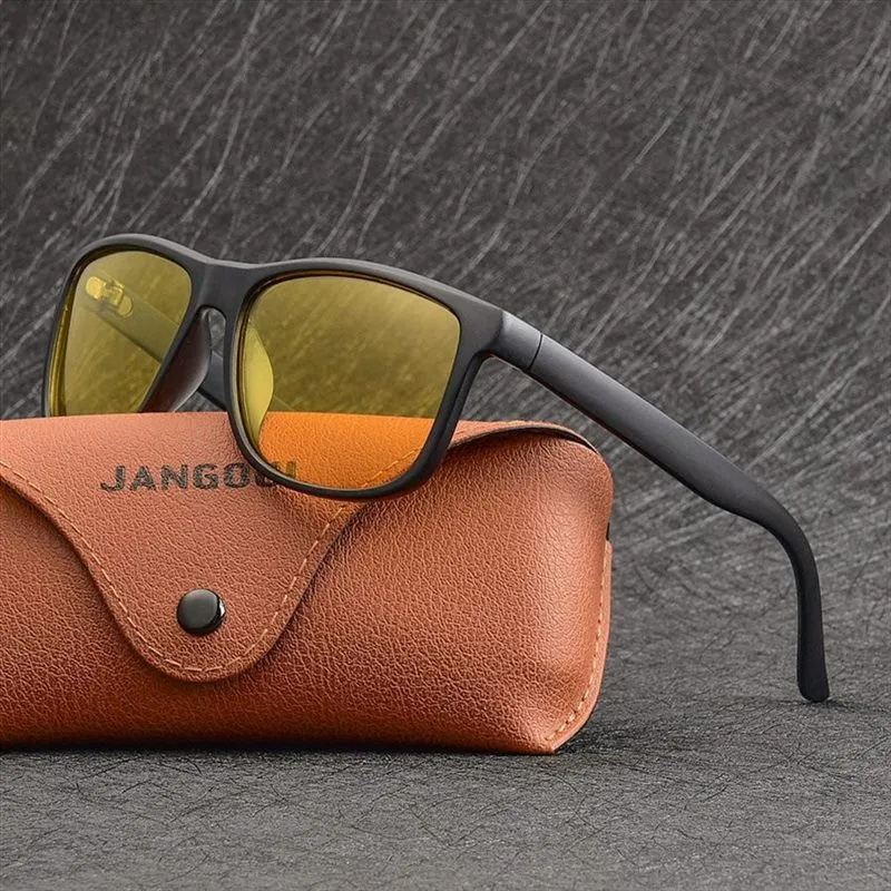 Jangoul Tortoise Shell Men Kvinnor Polariserade solglasögon Kör spegel Black Frame Eyewear Male Sun Glasses UV400 Night Vison 527271o