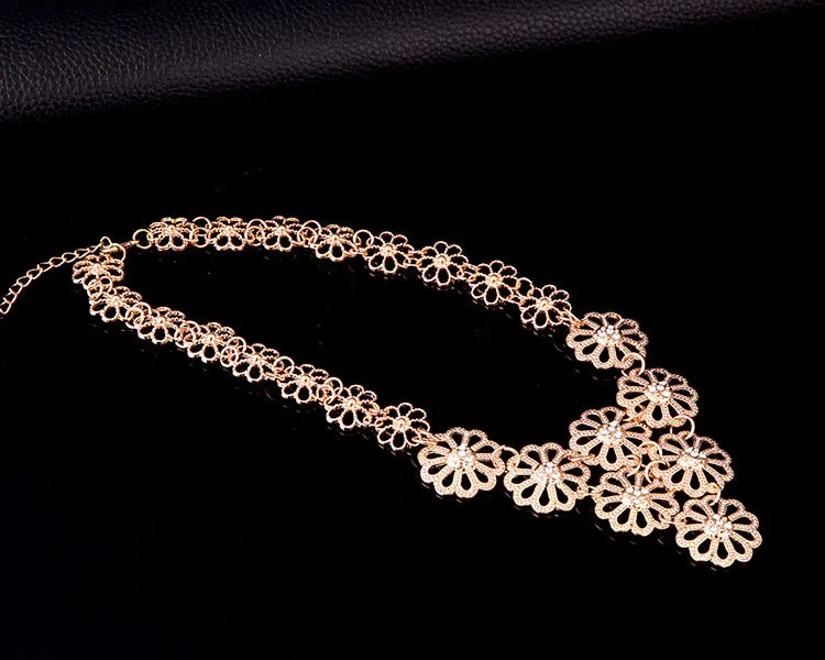 Dubai 18K Gold Pendant Flower Chain Halsband Set Fashion African Tripe Wedding Bridal Smycken Set Necklace Armband Earring267x