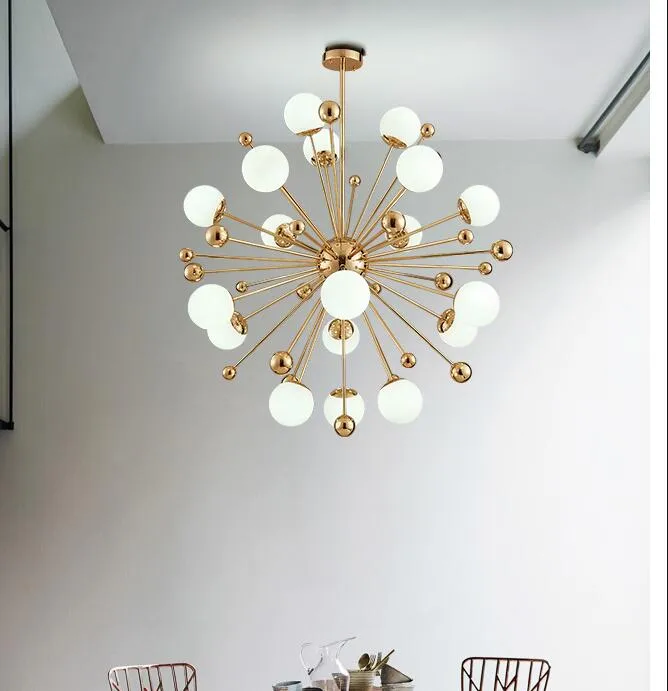 Nordic LED Meal Pendant Lamps Postmodern Dandelion Glass Ball Chandeliers 11 12 18 Lights For Bedroom Matsal Restaurant272o