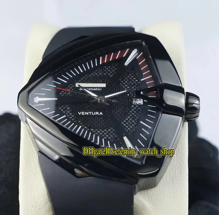 Luxo nova edição h24615331 ventura xxl automático preto malha dial 316l caso de aço inoxidável relógio masculino pulseira borracha esporte wa301p