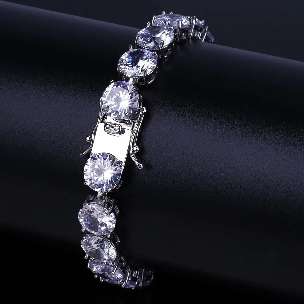 Bijoux hip hop Bracelet de tennis en diamant Braceuses Iced Out Chains Mens Bracelets Luxury Designer Bangle Love Wedding Gifts 1Row 10 mm largeur 2234O