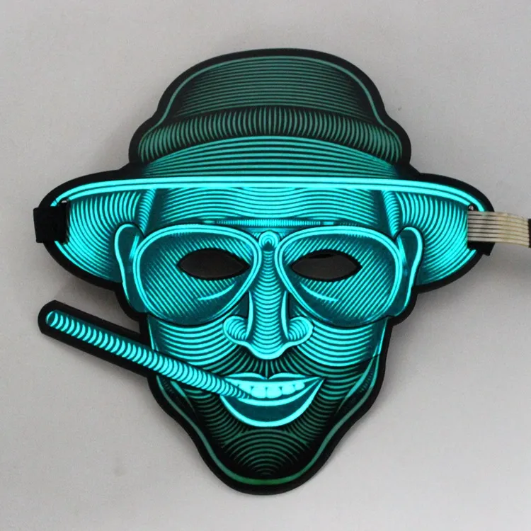 fêtes LED masque de contrôle du son bar atmosphère accessoires Halloween lueur masque de lumière froide Cold Light Mascarade Portable Flexible avec de nombreux masques de style