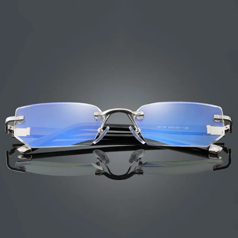 Anti-blue light Reading Eyeglasses Presbyopic Spectacles Clear Glass Lens Unisex Rimless Glasses Frame of Glasses Strength 1 0 - 251c