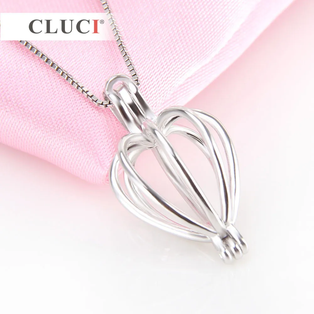 Cluci Heart Cage wisiorek 925 Srebrny wisiorek Pearl Kulki Akcesoria dla kobiet Autentyczna srebrna biżuteria S1810335A