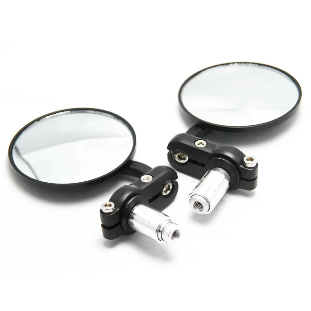 2019 Motorcycle 7/8" HandleBar 3" Round End Mirror Motorcycle rearview mirror Cafe Racer Bobber Clubman Black DHL UPS 