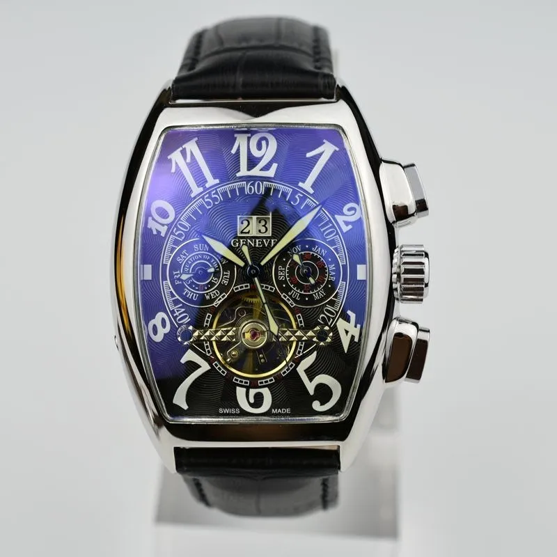 Tourbillon Automatic Mechanical Leather Mens Watches Fashion Hollow Skeleton Date Men Designer Rates Whole Mens Gifts SA2233