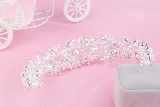 Coronas nupciales Bandas para el cabello Corea Novia Tiara de cristal Princesa Corona de perlas Tiaras de boda Tocados Fiesta de cumpleaños Tiaras Joyería Ac257r