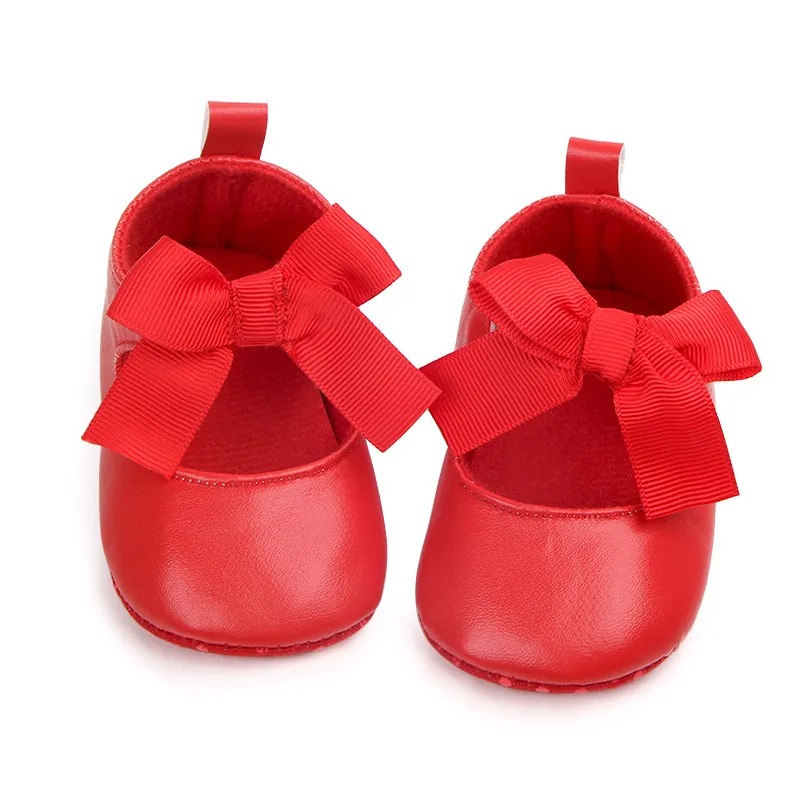 生まれたばかりの赤ちゃんの女の子の靴の赤ん坊の靴大きな弓ダンスボール靴の幼児ソフトソールファーストウォーカーシューズ