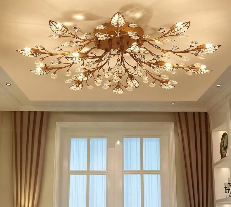 Moderne K9 Cristal LED Encastré Plafond Lustre Luminaires Or Noir Maison Lampes pour Salon Chambre Cuisine 186e