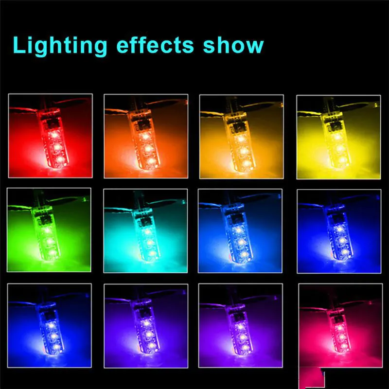 T10 W5W Led Luci di ingombro auto colorate 5050 6 SMD RGB 194 168 Lampadina Fonte di illuminazione interna remota Car Styling 12V