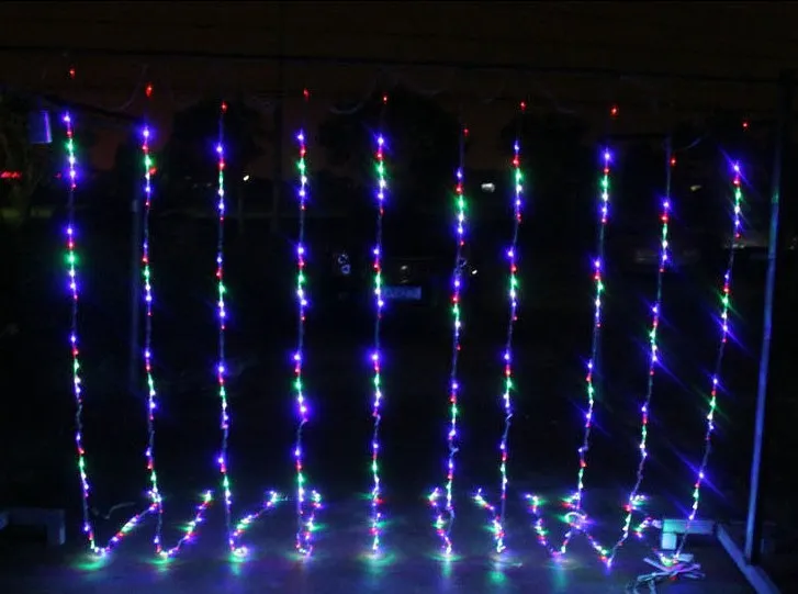 3x3M 320LED водяные завесы Водопад Водонепроницаемые метеоритный дождь Дождь Светодиодные гирлянды для праздничного освещения Свадьба Рождество Pa2493