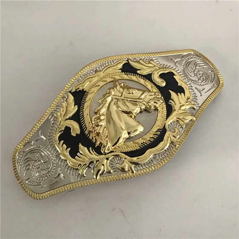 1 peça fivela de cinto de renda dourada cabeça de cavalo ocidental cowboy para hebillas cinturon ajuste 4cm de largura belt274w