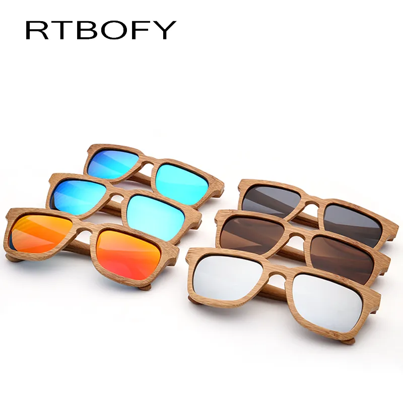 RTBOFY 2017 Holz Sonnenbrille Männer Quadratische Bambus Sonnenbrille Vintage Holz HD Objektiv Rahmen Handgemachte Sonnenbrille Für Männer Brillen Oculos275i