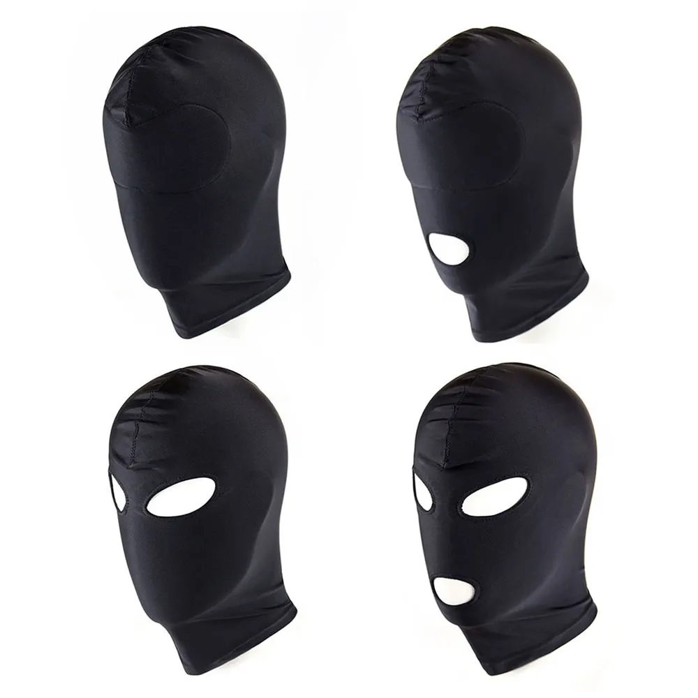 IKOKY Sexy Head Mask Slave Juguetes eróticos SM Bondage Restricción Capucha Máscara Negro Juegos para adultos Sex Headgear Juguetes sexuales para pareja S924