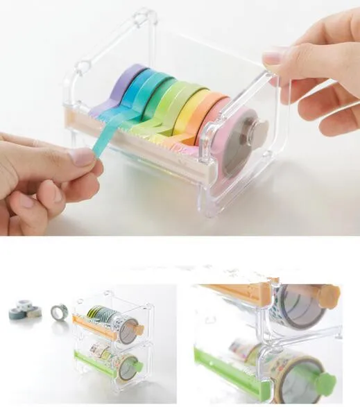 Popular Stationery Masking Tape Cutter Washi Tape Storage Organizer Cutter Office Tape Dispenser Office Supplies XB1