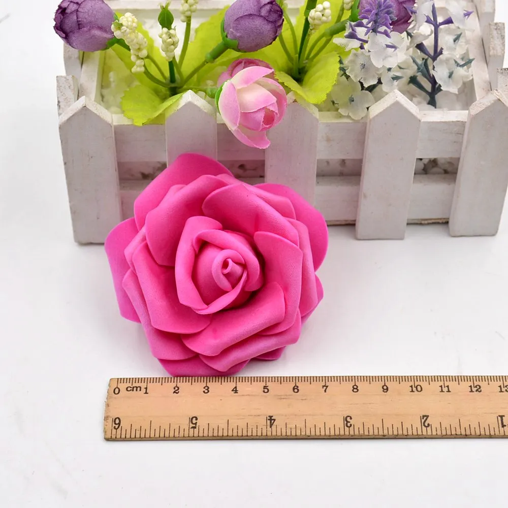 100 Stück 7 cm künstliche Blumen, hochwertige Schaumstoff-Rosen, handgefertigte Blumen, Hochzeitsdekoration, DIY-Zwischenablage, Puff249z